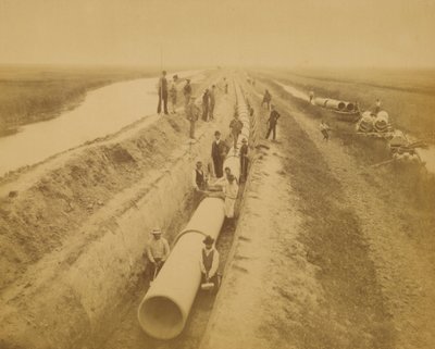 Aqueduct of Venice (new conduit). Construction site of the embankment by Carlo Naya